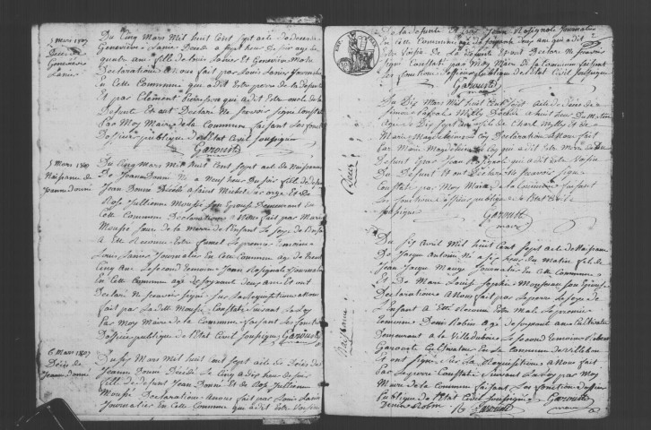 VILLEBON-SUR-YVETTE. Naissances, mariages, décès : registre d'état civil (1807-1823). [N.M.D. (1815), 1 cahier inséré]. 