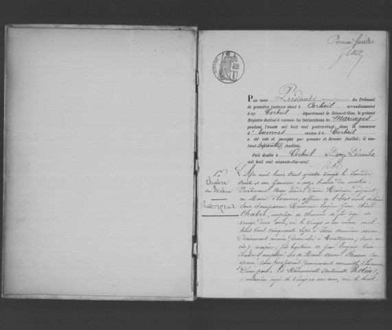 ESSONNES. Mariages : registre d'état civil (1880). 