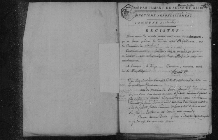 SACLAS. Naissances, mariages, décès : registre d'état civil (an X-1815). 