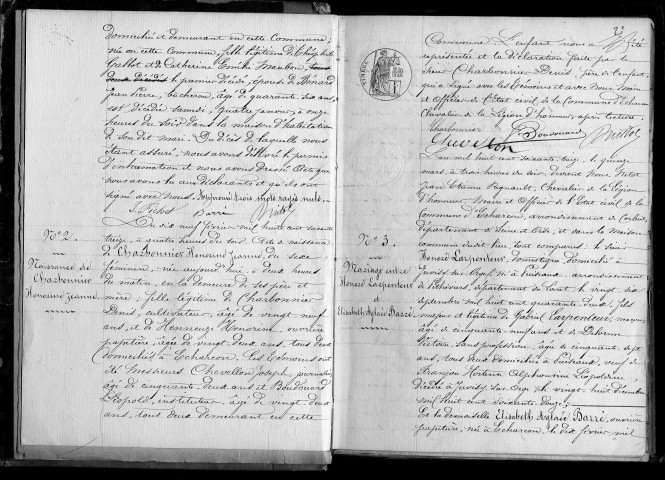 ECHARCON. Naissances, mariages, décès : registre d'état civil (1873-1882). 
