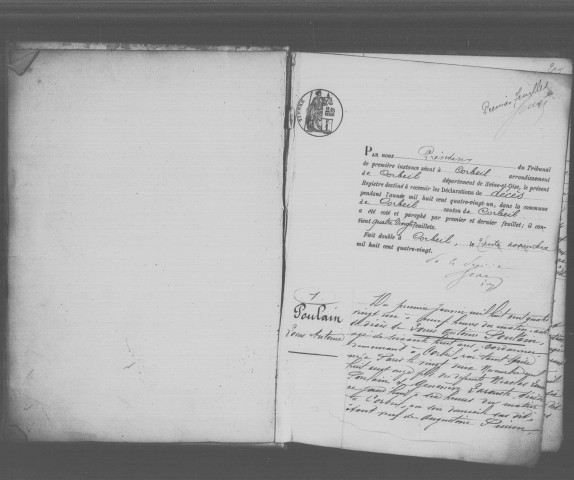 CORBEIL. Décès : registre d'état civil (1881). 