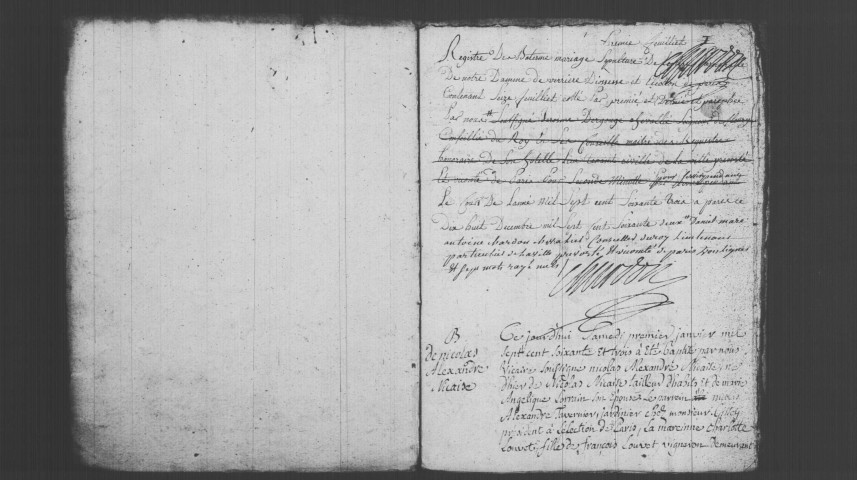 VERRIERES-LE-BUISSON. Paroisse Notre-Dame : Baptêmes, mariages, sépultures : registre paroissial (1763-1774). 