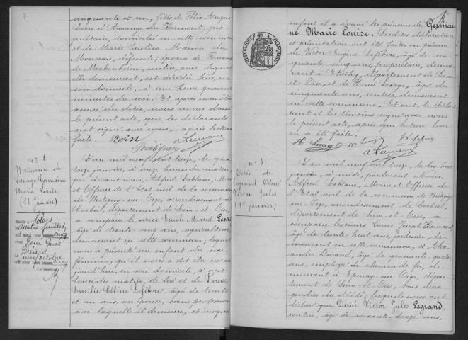 BRETIGNY-SUR-ORGE.- Naissances, mariages, décès : registre d'état civil (1913-1914). 