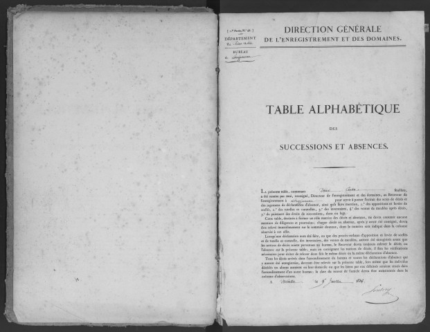 LONGJUMEAU - Bureau de l'enregistrement. - Table des successions, vol. n°7 (1839 - 1849) [lacunes : volume 6]. 