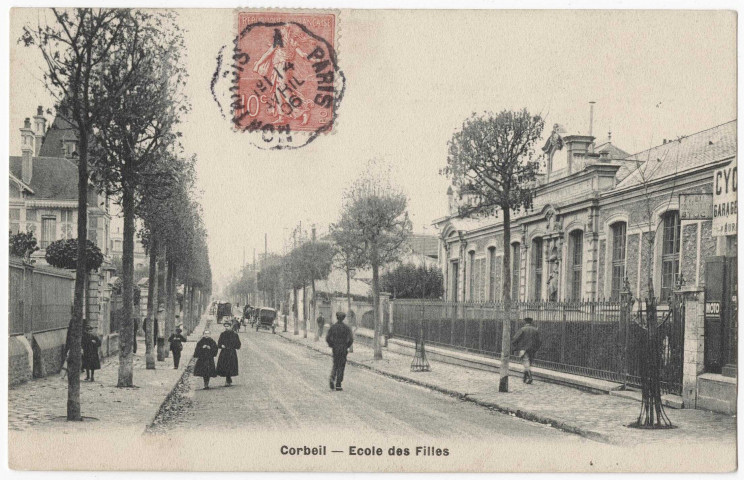 CORBEIL-ESSONNES. - Corbeil - Ecole des filles. Editeur Breger, 1906, 1 tmbre à 10 centimes. 