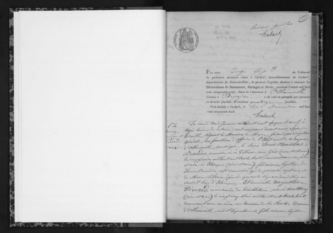 OLLAINVILLE. - Naissances, mariages, décès : registre d'état civil (1859-1872). (OLLAINVILLE : commune créée en 1793 aux dépens de BRUYERES-LE-CHÂTEL) 