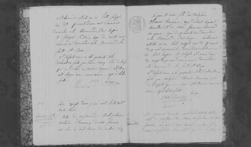 BOIS-HERPIN. Naissances, mariages, décès : registre d'état civil (1833-1860). 