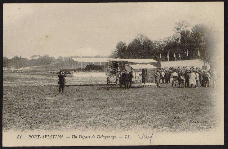 VIRY-CHATILLON.- Port-Aviation. Un départ de Delagrange [1909].
