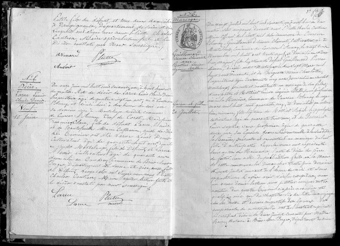 COURSON-MONTELOUP. Naissances, mariages, décès : registre d'état civil (1861-1874). [Nota bene : 1862 après 1863]. 