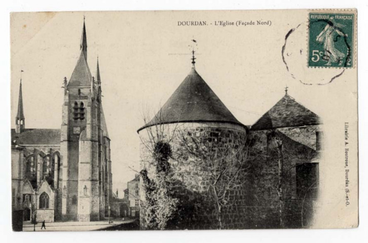 DOURDAN. - L'église (façade Nord). Boutroue, 4 mots, 5 c, ad. 