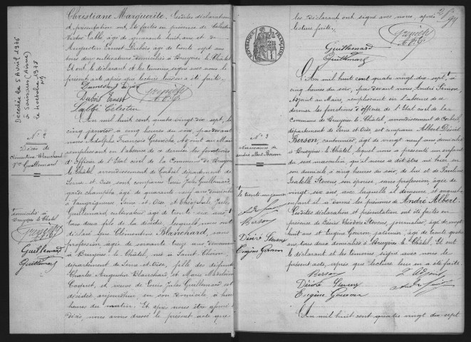 BRUYERES-LE-CHATEL.- Naissances, mariages, décès : registre d'état civil (1897-1904). 