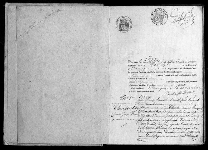 ETAMPES. Naissances : registre d'état civil (1863). 