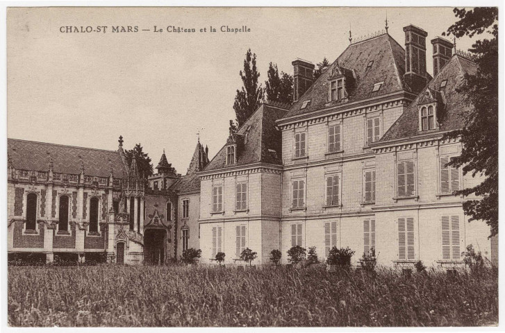 CHALO-SAINT-MARS. - Le château et la chapelle, sépia. 