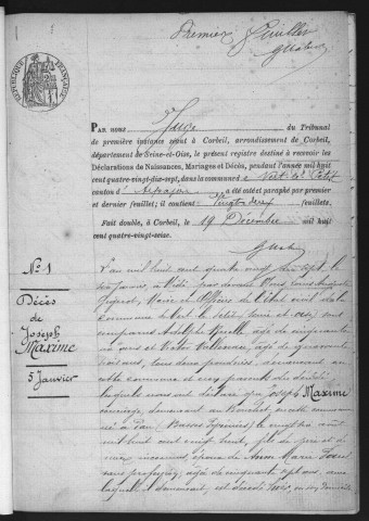 VERT-LE-PETIT.- Naissances, mariages, décès : registre d'état civil (1897-1904). 