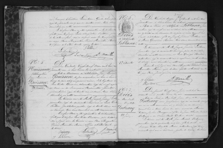 MONNERVILLE. Naissances, mariages, décès : registre d'état civil (1861-1875). 