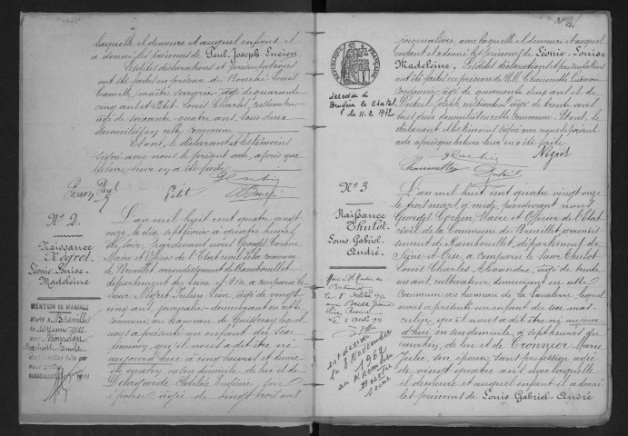 BREUILLET.- Naissances, mariages, décès : registre d'état civil (1891-1908). 