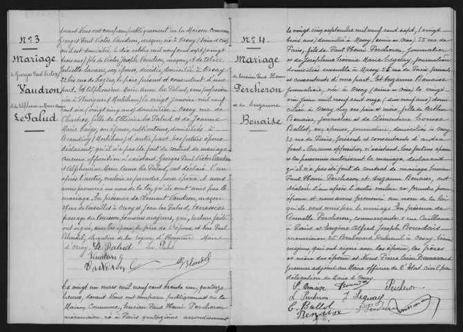 ORSAY. - Mariages : registre d'état civil.