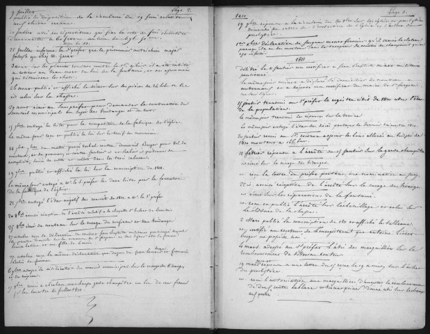 AUVERNAUX. - Administration générale de la commune : registres de délibérations de la commune (1810-1850). 