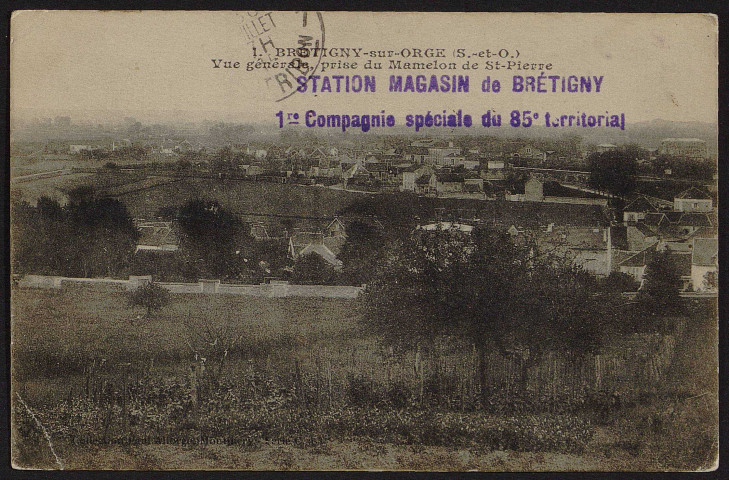 Brétigny-sur-Orge.- Vue générale, prise du mamelon de Saint-Pierre (28 juillet 1915). 