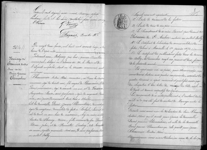 ETIOLLES. Naissances, mariages, décès : registre d'état civil (1873-1882). 