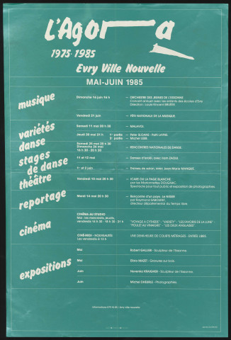 EVRY. - Agora d'Evry : programme des activités, mai-juin 1985. 