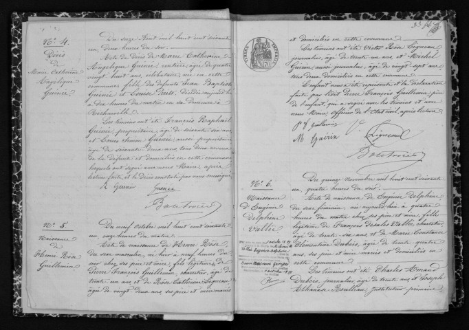 RICHARVILLE. Naissances, mariages, décès : registre d'état civil (1861-1874). 