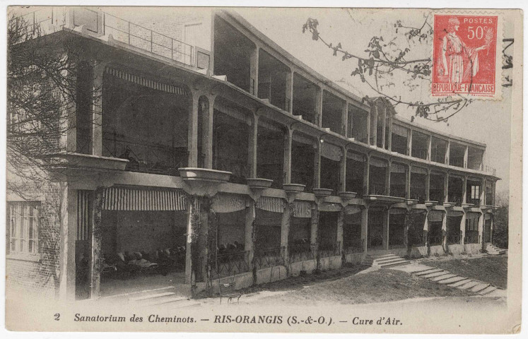 RIS-ORANGIS. - Sanatorium des cheminots. Cure d'air [1934, timbre à 50 centimes]. 