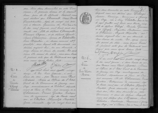 JUVISY-SUR-ORGE. Naissances, mariages, décès : registre d'état civil (1892-1894). 