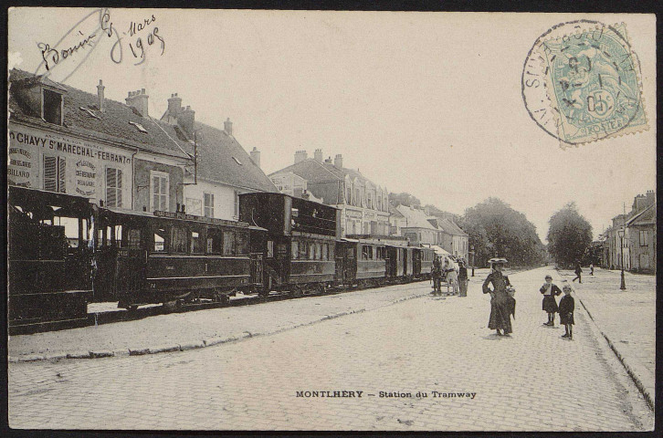 Montlhéry.- Station du tramway (mars 1905). 