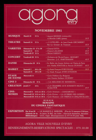 EVRY. - Agora d'Evry : programme des activités, novembre 1981. 