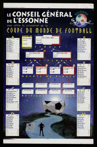 Essonne [Département]. - Le Conseil général de l'Essonne vous offre le calendrier de la Coupe du Monde de football (1998). 