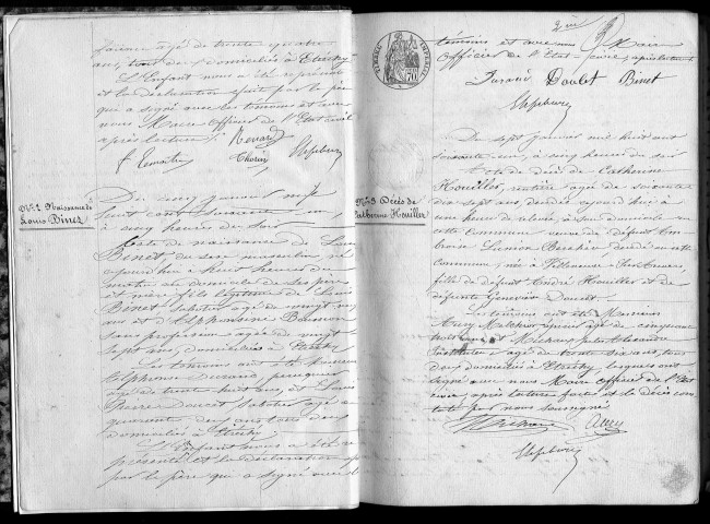 ETRECHY. Naissances, mariages, décès : registre d'état civil (1861-1868). 