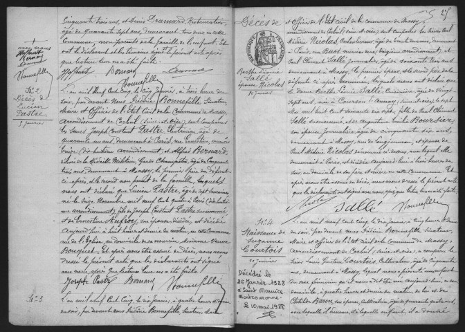 MASSY.- Naissances, mariages, décès : registre d'état civil (1905). 