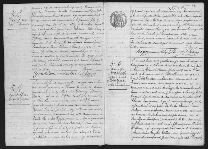 ITTEVILLE.- Naissances, mariages, décès : registre d'état civil (1891-1898). 