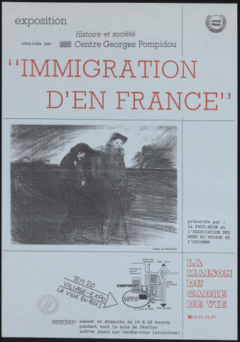 VILLE-DU-BOIS (la).- Exposition : Immigration d'en France, Maison du Cadre de vie, [1990]. 