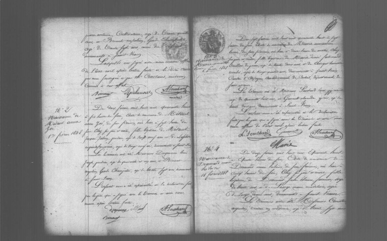 SAINT-VRAIN. Naissances, mariages, décès : registre d'état civil (1848-1860). 