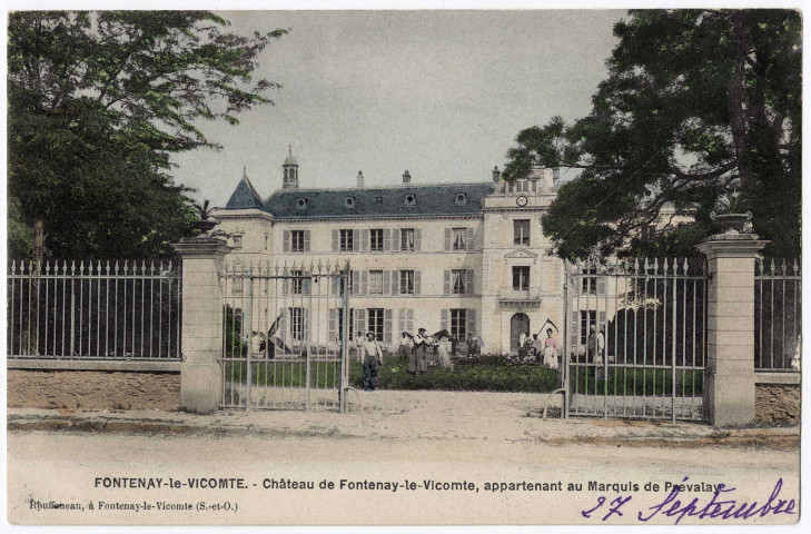 FONTENAY-LE-VICOMTE. - Château de Fontenay-le-Vicomte, appartenant au marquis de la Prévalaye [Editeur Rouffeneau, 1905, timbre à 10 centimes]. 