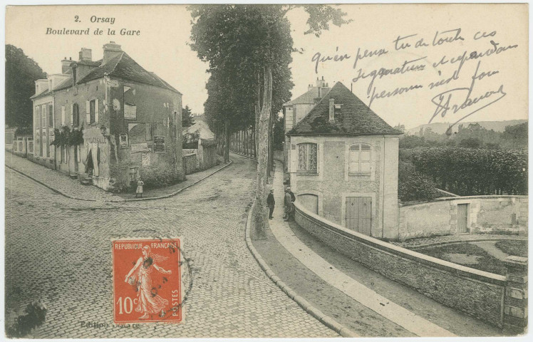 ORSAY. - Boulevard de la gare. 1908, 1 timbre à 10 centimes. 