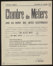 Essonne [Département]. - Election des membres des Chambres de métiers. Avis du dépôt des listes électorales, 19 avril 1971. 