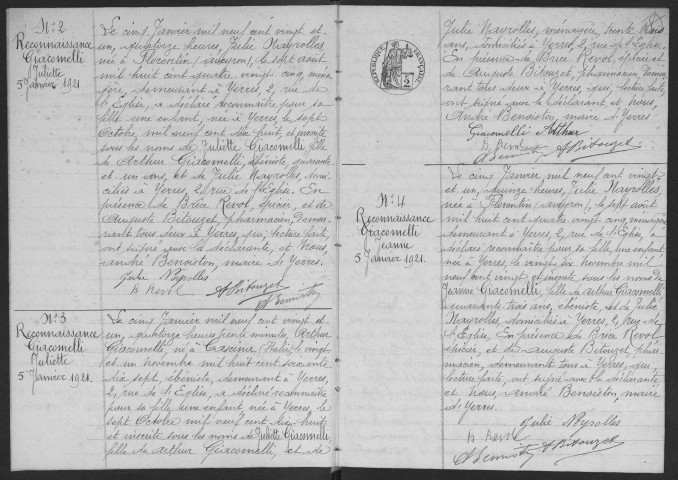 YERRES. - Naissances, mariages, décès : registre d'état civil.