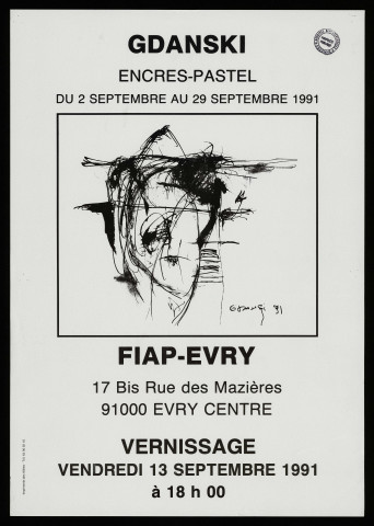 EVRY.- Exposition. Vernissage : Gdanski. Encres - Pastel, F.I.A.P d'Evry, 2 septembre-29 septembre 1991. 