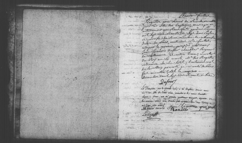 VILLEMOISSON-SUR-ORGE. Paroisse Saint-Laurent : Baptêmes, mariages, sépultures : registre paroissial (1767-1783). 
