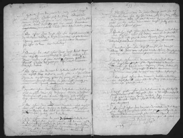 FONTENAY-LES-BRIIS. - Etat civil, registres paroissiaux : registre des baptêmes, mariages et sépultures (1630-1670). 