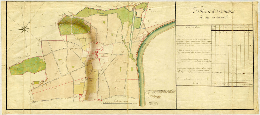 VIRY. - Plans d'intendance. Plan dressé par METEYER, Ech. 1/150 perches, Dim. 110 x 50 cm, [après 1781]. 