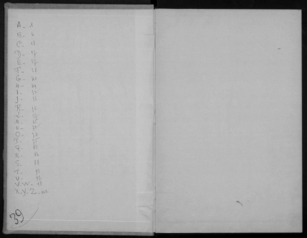 CORBEIL-ESSONNES - Bureau de l'enregistrement. - Table des successions et des absences, vol. n°39 (1965). 