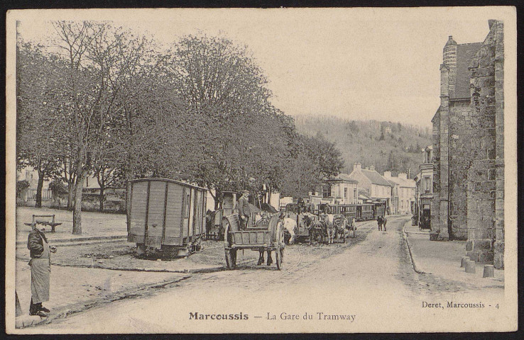 MARCOUSSIS.- La gare du tramway (1905).