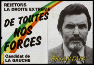 COURCOURONNES. - Affiche électorale. Guy BRIANTAIS, candidat de la gauche : Rejetons la droite extrême de toutes nos forces (1985). 