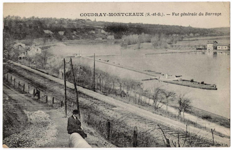 COUDRAY-MONTCEAUX (LE). - Vue générale de l'écluse et du barrage, Cosson. 