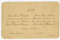 Eugène Rameau et Jeanne Charpagne : faire-part de mariage (26 août 1915).