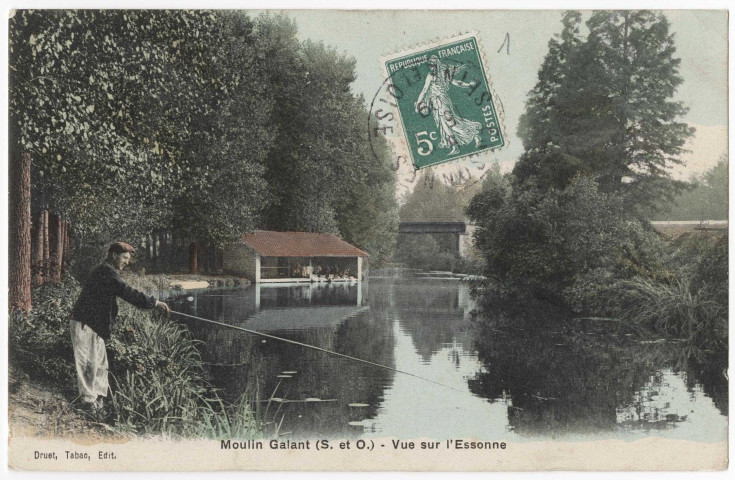 ESSONNES. - Vue sur l'Essonne, Druet, 1909, 2 mots, 5 c, ad. 